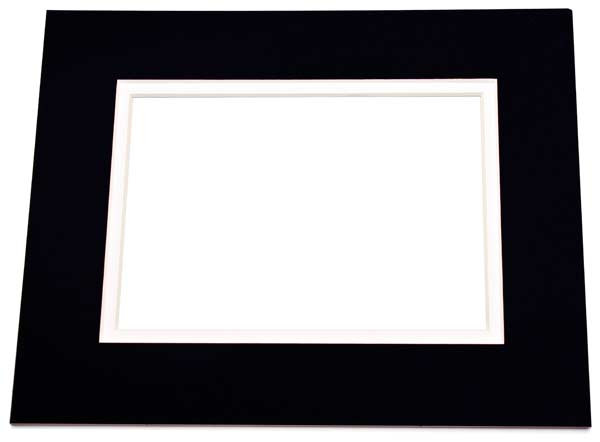 Double Mat. Jet Black/Super White Conservation 26.25 x 33.75cm Inner Cut 40.6 x 50.8cm (25 Pieces) [MD30070]