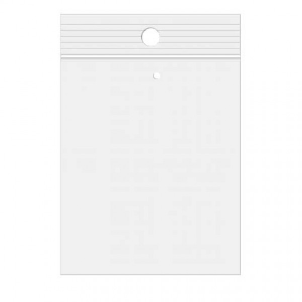 Grip Seal Bags with Hang and Vent-hole 12.5x20.5cm Crystal Clear PP 50 micron (100 pieces) [ZR58V]