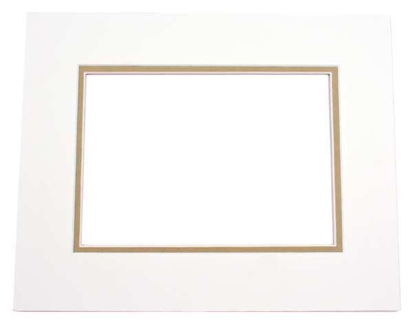 Mount Board Double thick Ivory/Olive Green 40.6x50.8cm with 27x34.6cm Window (10 pieces) [MD20027]