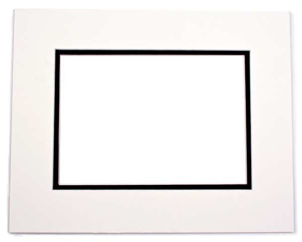 Double Mat. Ivory/Black 7 x 12cm Inner Cut 12.7 x 17.8cm (10 Pieces) [MD20054]