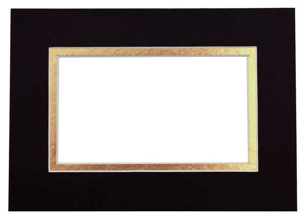 Mount Board Double thick Black/Gold 27.9x35.6cm with 19.4x24.5cm Window (10 pieces) [MD20176]