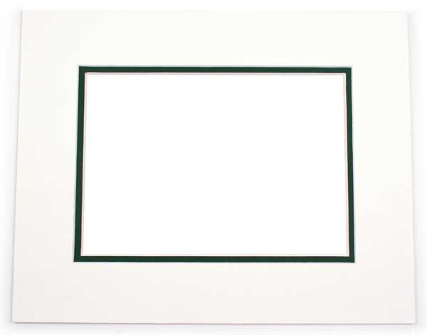 Mount Board Double thick White/dark Green 20.3x25.4cm with 11.8x16.8cm Window (10 pieces) [MD20207]