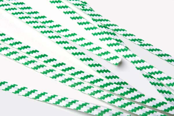 Tin Ties 15.2x0.4cm Paper White/Green striped (1.000 pieces) [TT6WGS]