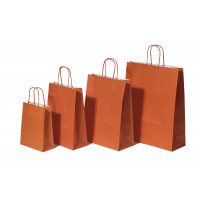 Paper Carrier Bags Orange 18+8x22cm Kraft 90 grams (50 pieces) [PAM1822OR]