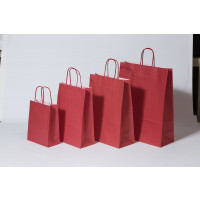 Paper Carrier Bags Red 18+8x22cm Kraft 90 grams (50 pieces) [PAM1822R]