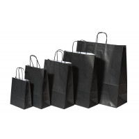 Paper Carrier Bags Black 18+8x22cm Kraft 90 grams (50 pieces) [PAM1822BK]