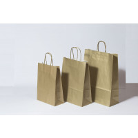 Paper Carrier Bags Gold 18+8x22cm Kraft 90 grams (50 pieces) [PAM1822GO]