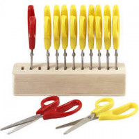 Kids Scissors inc. scissors hold, L: 12.5 cm, 12 pcs, paulownia [HOB-11190]