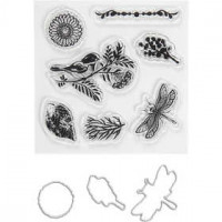 Clear stamps and cutting dies, size 2.5-6 cm, 1 pack [HOB-117482]