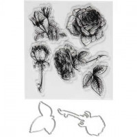 Clear stamps and cutting dies, size 4-6.5 cm, 1 pack [HOB-117483]