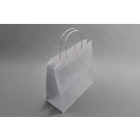 Paper Carrier Bags White 14x8x21cm Kraft 90 g/gm with twisted handles (50 pieces) [PAMW1421]