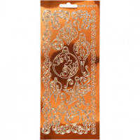 Stickers, sheet 10x23 cm, 1 sheet, gold, transparent kobber [HOB-170089]