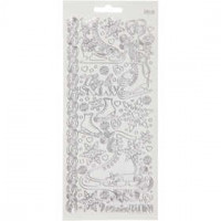 Stickers, sheet 10x23 cm, 1 sheet, sølv transparent [HOB-170143]