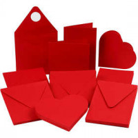 Cards And Envelopes, card size 7.5-15 cm, envelope size 8.5-16 cm, 50 sets, red [HOB-21082]