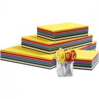 Coloured Kraft Card and Kids Scissors Set, A3+A4+A5+A6, 180 g, 1 set, asstd colours [HOB-21401]