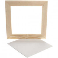 Framed Canvas Panel, outer size 25.8x25.8 cm, depth 1.5 cm, 1 pc, white, pine [HOB-226220]