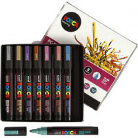 Uni Posca Marker, line width: 2.5 mm, PC-5M, 8 pcs, metallic colours [HOB-276901]