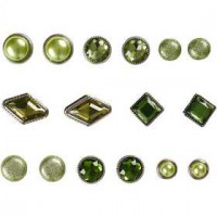 Deco Rivets, size 8-18 mm, 16 pcs, green [HOB-28311]