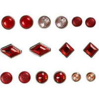 Deco Rivets, size 8-18 mm, 16 pcs, red [HOB-28312]