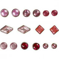 Deco Rivets, size 8-18 mm, 16 pcs, pink [HOB-28314]