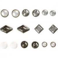 Deco Rivets, size 8-18 mm, 16 pcs, white [HOB-28315]