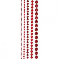 Half Pearls, size 2-8 mm, 140 pcs, red [HOB-28319]