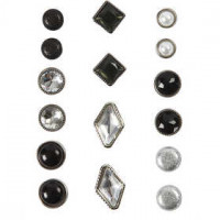 Deco Rivets, size 8-18 mm, 16 pcs, black [HOB-28347]