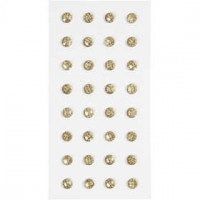 Rhinestones, D: 8 mm, 32 pcs, gold [HOB-283819]