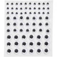 Googly Eyes, D: 8+12+14 mm, 69 pc, 1 sheet, white [HOB-28997]