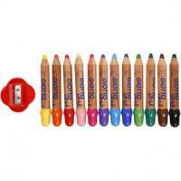 Colouring Pencils, lead: 6 mm, D: 13 mm, 12 pcs, asstd colours [HOB-37295]