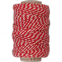 Cotton Cord, thickness 1.1 mm, 50 m, red/white [HOB-50332]