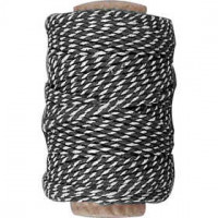 Cotton Cord, thickness 1.1 mm, 50 m, black/white [HOB-50346]