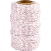 Cotton Cord, thickness 1.1 mm, 50 m, white/light red [HOB-503792]