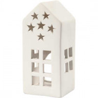 Tea Light Candle Holder, size 7x7 cm, H: 16 cm, 8 pcs, white [HOB-50497]