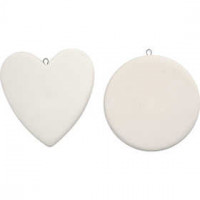 Hanging Ornaments, D: 6 cm, thickness 10 mm, 8 pcs, white [HOB-50536]