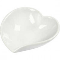 Heart-shaped dish, D: 8 cm, H: 2 cm, 12 pcs, white [HOB-55689]