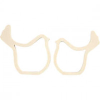 Birds, H: 9+9.5 cm, W: 8.5+9.5 cm, 1 set, plywood [HOB-56149]