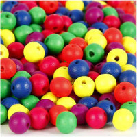 Neonmix Wooden Beads, D: 10 mm, hole size 2.5 mm, 500 g, neonmix, china berry [HOB-56695]
