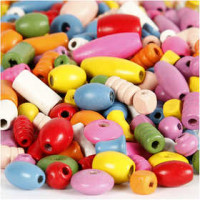 Wooden Beads, size 5-17 mm, hole size 1-4 mm, 1000 g, asstd colours, china berry [HOB-56699]
