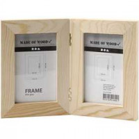 Double Frame, size 2x(14.7x10.5) cm, carving: 10.8x6.4 cm, 1 pc, pine [HOB-575260]