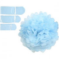 Tissue Pompons, D: 20+24+30 cm, 16 g, 3 pcs, light blue [HOB-590008]