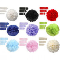 Tissue Pompons, D: 20+24+30 cm, 16 g, 9x10 packs, asstd. colours [HOB-590019]
