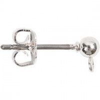 Stud Earrings, L: 13 mm, 100 pcs, silver-plated [HOB-603101]
