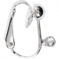 Clip-On Earrings, L: 16.5 mm, hole size 1.6 mm, 6 pcs, silver-plated [HOB-603170]
