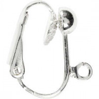 Clip-On Earrings, L: 16.5 mm, hole size 1.6 mm, 40 pcs, silver-plated [HOB-60317]