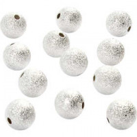 Glitter Bead, D: 10 mm, hole size 1.5 mm, 20 pcs, silver-plated [HOB-60666]