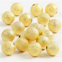 Glitter Bead, D: 12 mm, hole size 1 mm, 20 pcs, gold [HOB-60723]