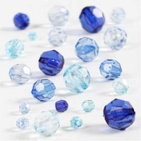 Faceted Bead Mix, size 4-12 mm, hole size 1-2.5 mm, 45 g, blue harmony [HOB-618821]