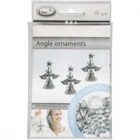 Angel Ornament, H: 5.5 cm, 4 pcs, antique silver [HOB-632701]