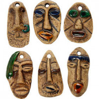 Ceramic Beads, size 25x49 mm, hole size 4 mm, 6 mixed, brown [HOB-63562]